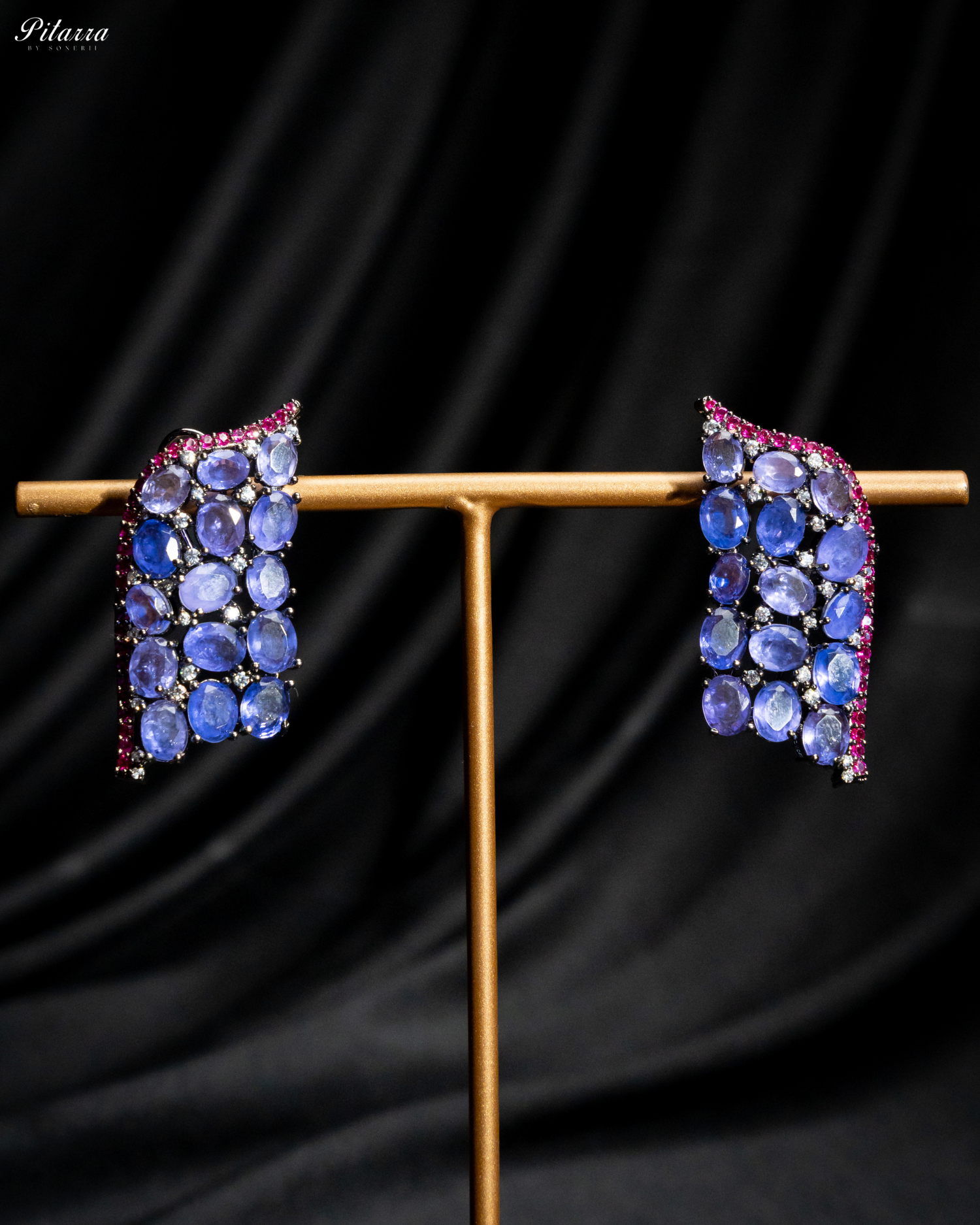 Blue Crystal CZ Stud Earrings_Front Image