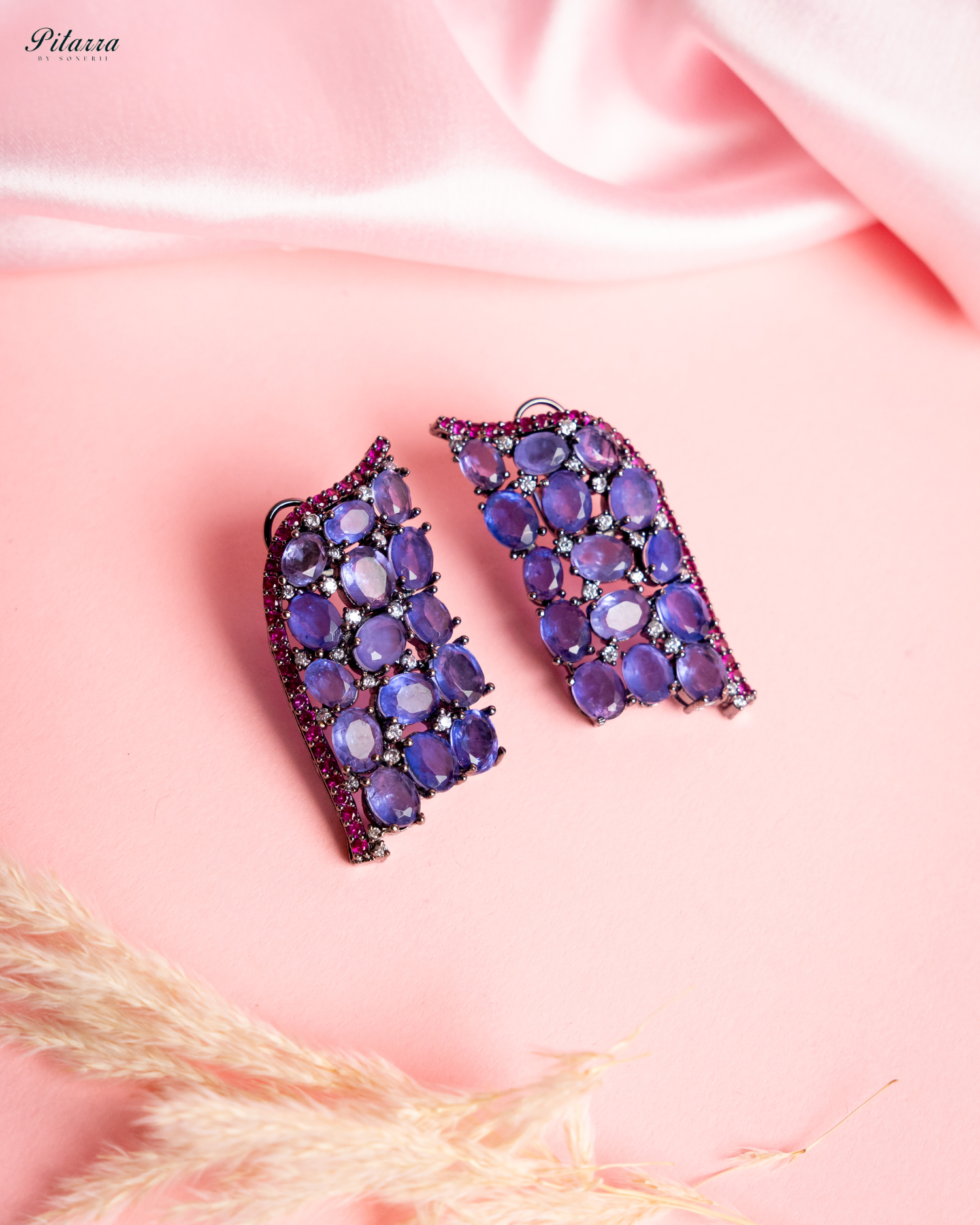 Blue Crystal CZ Stud Earrings_Main Image