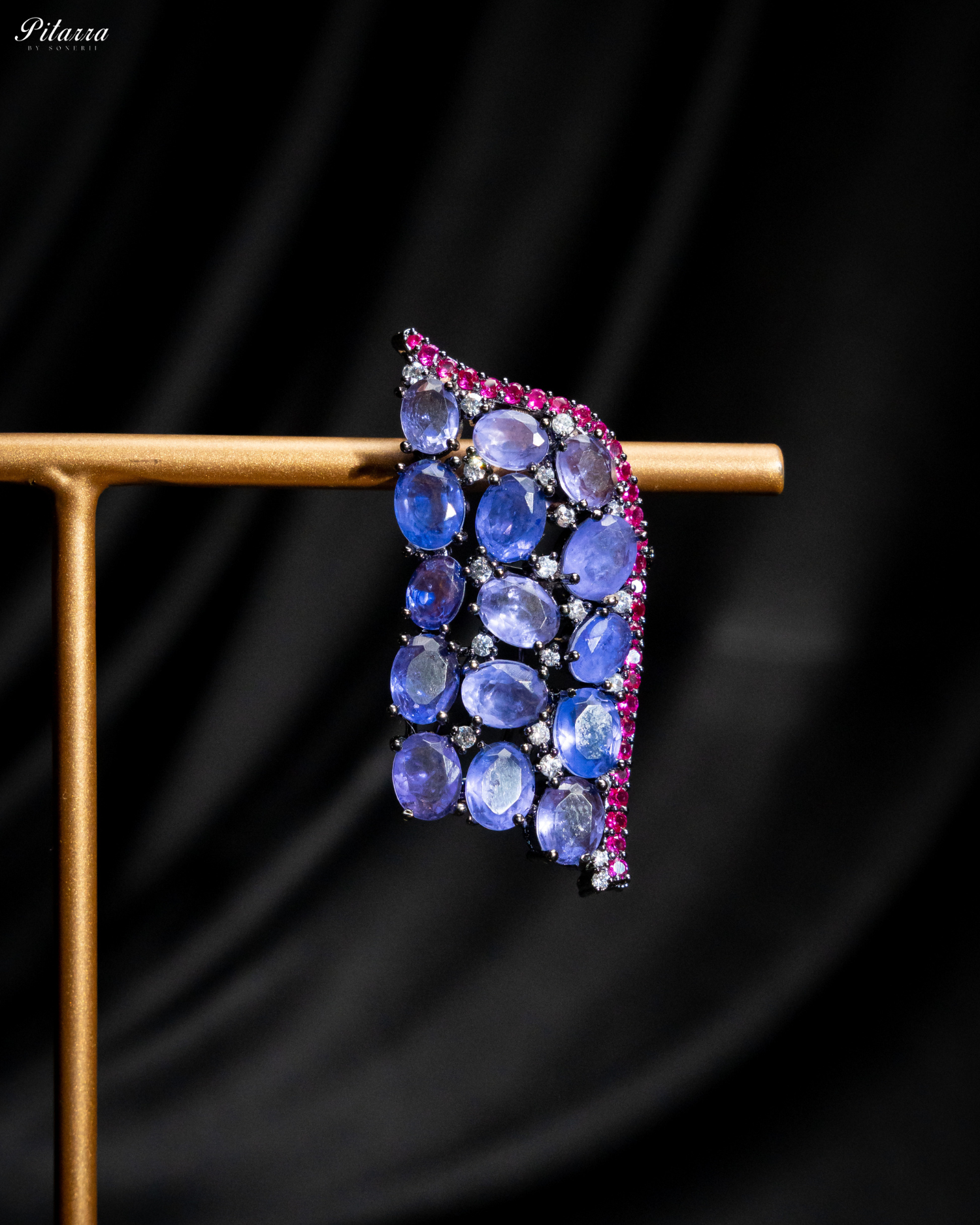 Blue Crystal CZ Stud Earrings_Zoom Angle