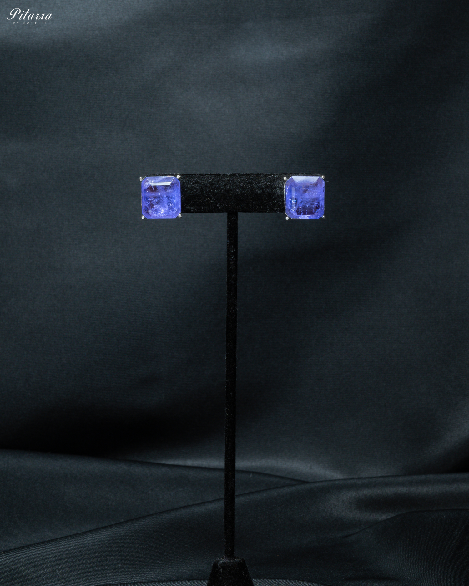 Blue Square Doublet Necklace Set_Earrings