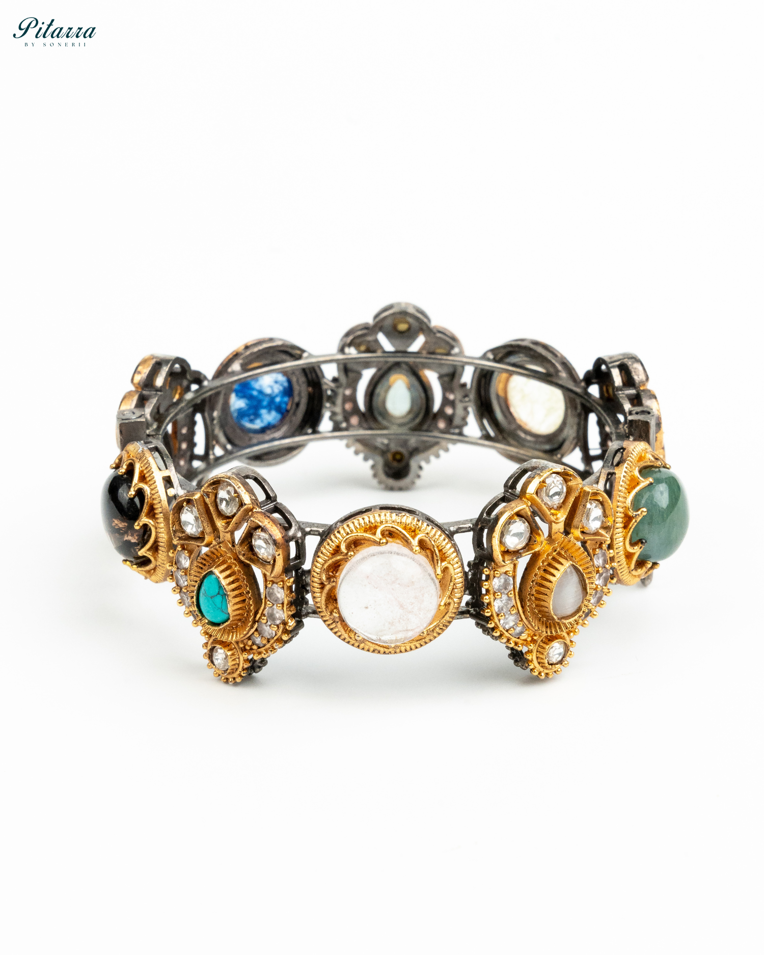 Blue Victorian Fusion Bangle Luxury Fusion Jewelry White Shoot