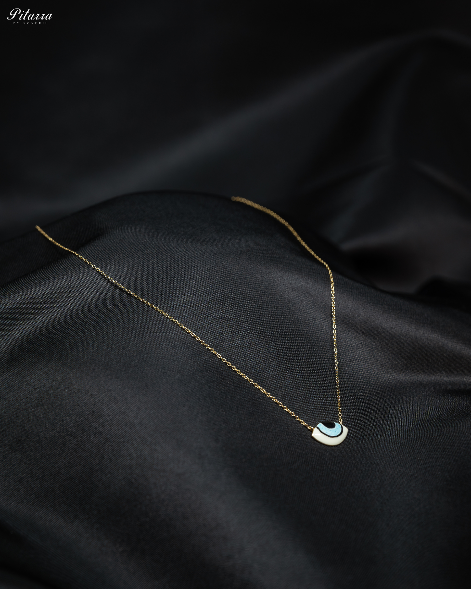 Classic Silver Evil Eye Necklace_Side Angle