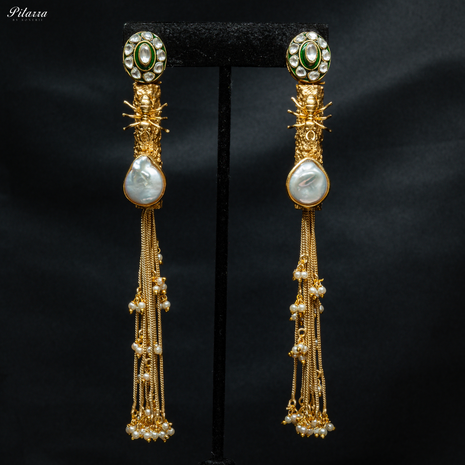 Double_Stone_Golden_Statement_Necklace_Set_Earrings