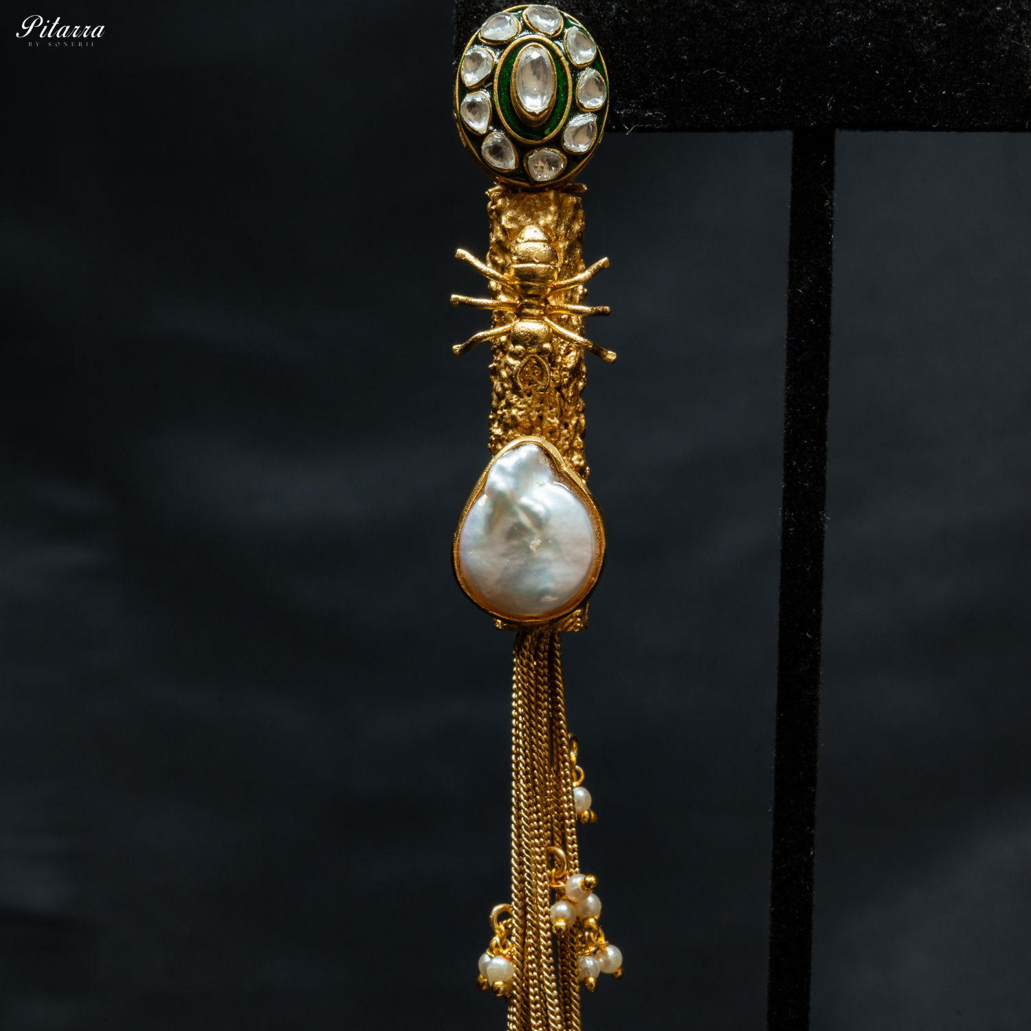 Double_Stone_Golden_Statement_Necklace_Set_Zoom Earrings