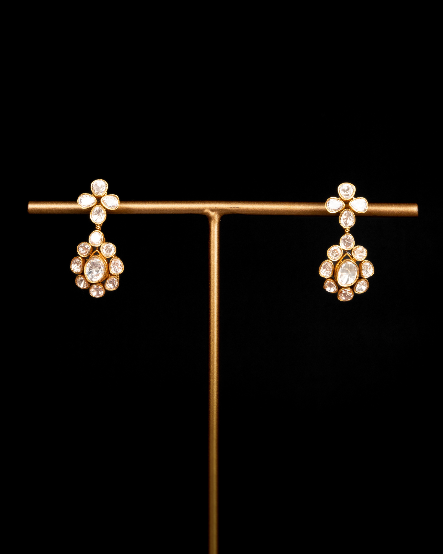 Earrings Gold Finish Polki Traditional Kundan Necklace Set