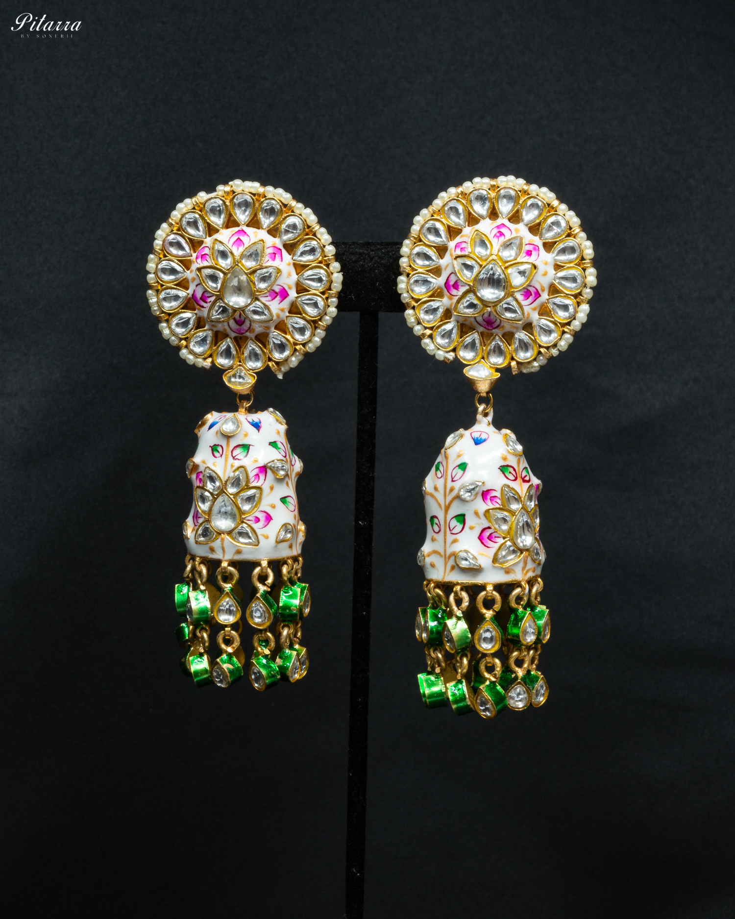 Fine Minakari Kundan Necklace Set_Earrings