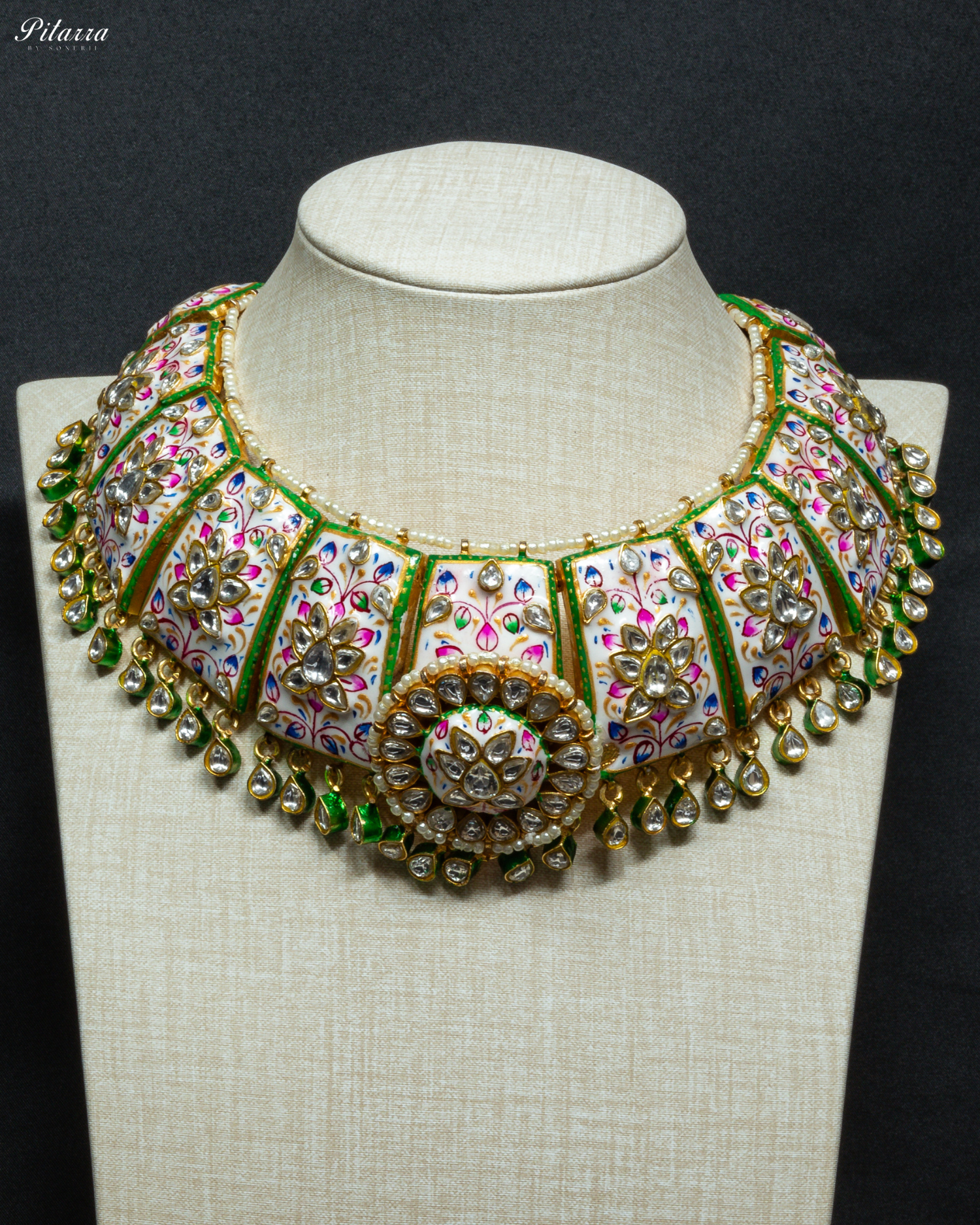 Fine Minakari Kundan Necklace Set_Front Image