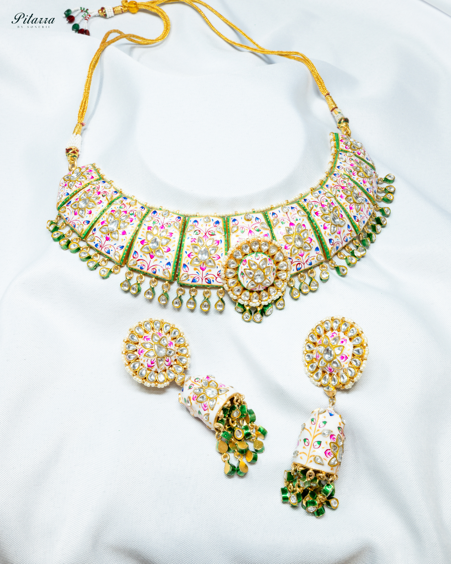 Fine Minakari Kundan Necklace Set_White Background