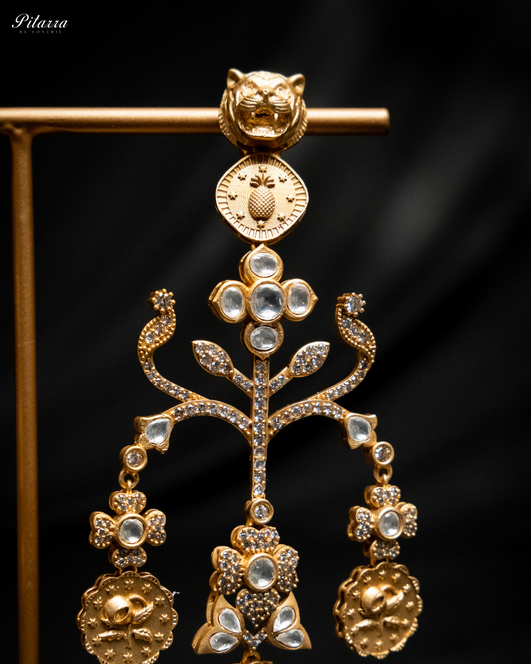 Gold Plated Kundan Meenakari Earrings_Zoom Angle