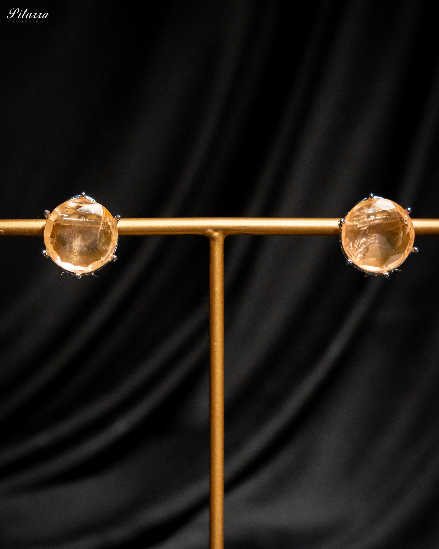 Golden Drop Stone CZ Necklace Set_Earrings