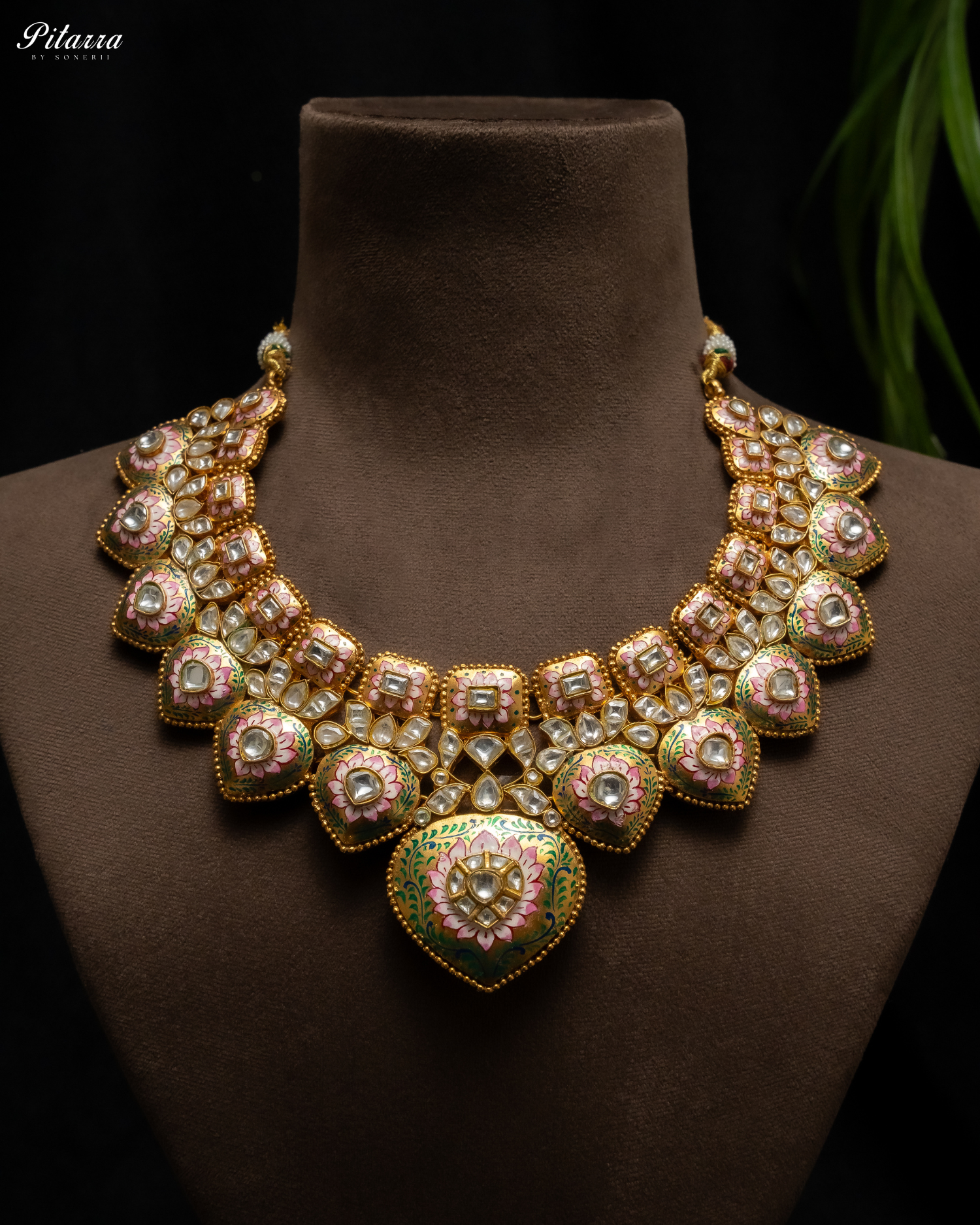 Golden Green Polki Traditional Kundan Necklace Set