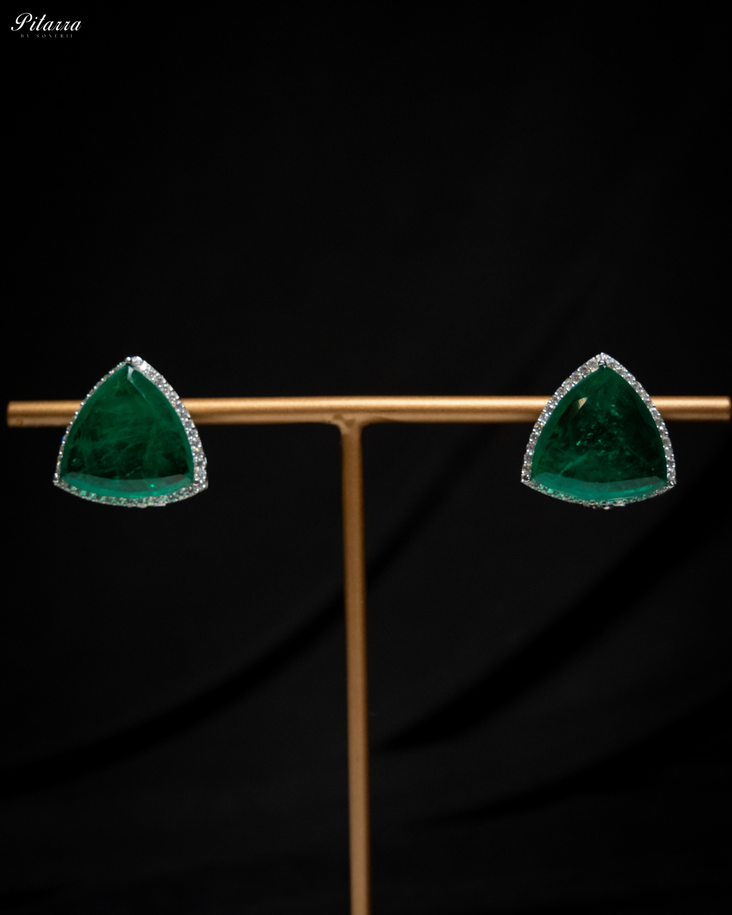 Green Colored Stone CZ Earrings_Front Image