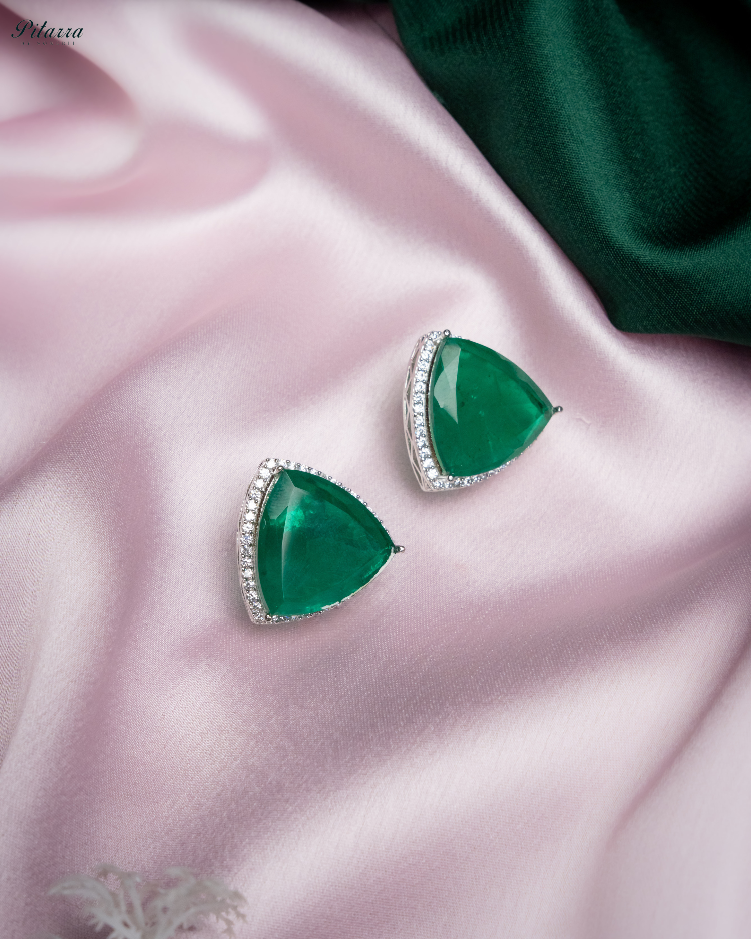 Green Colored Stone CZ Earrings_Side Image