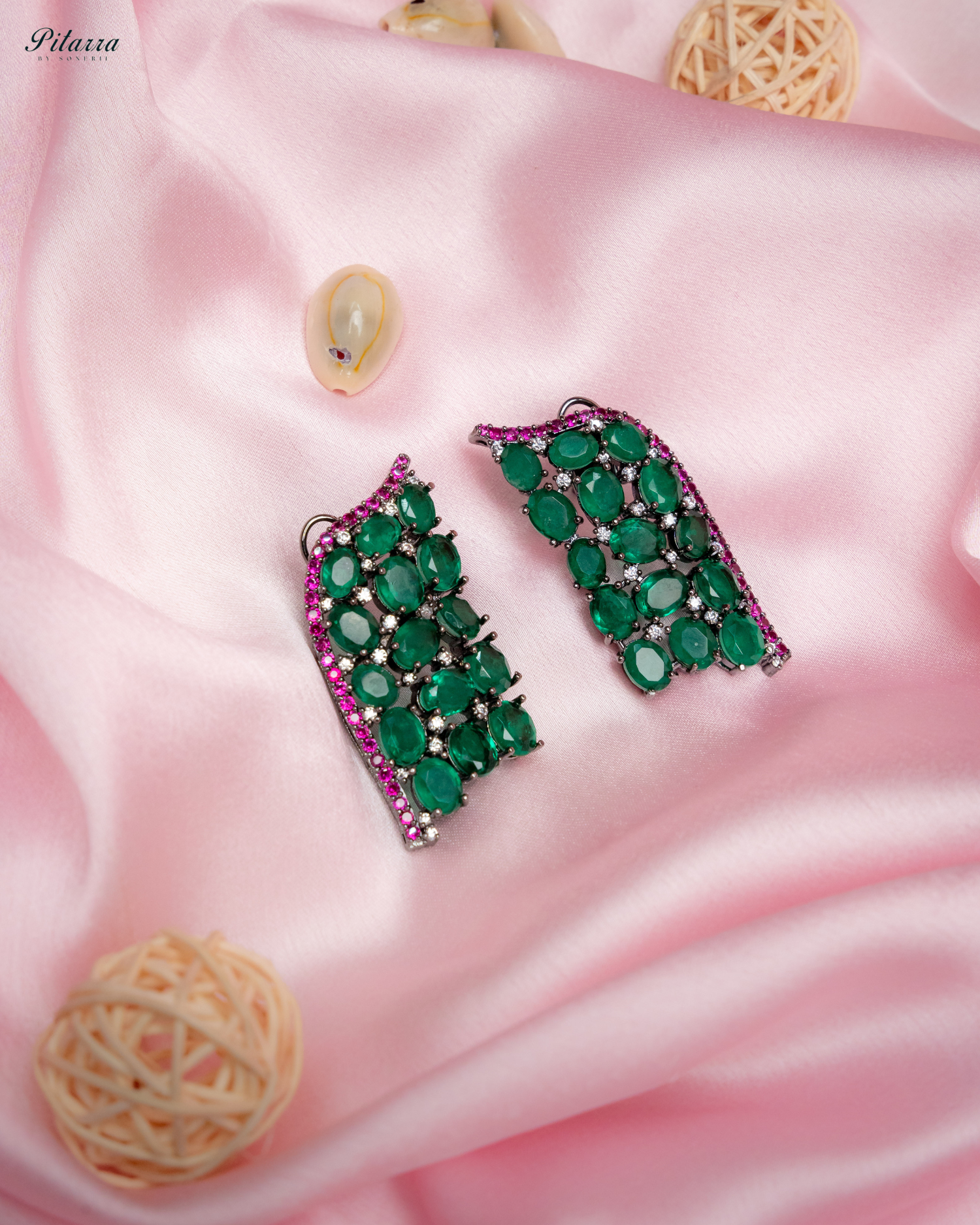 Green Crystal CZ Stud Earrings_Main Image