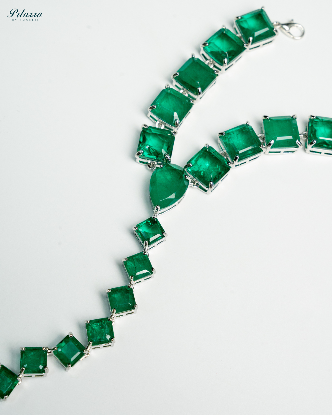 Green Cubic Zirconia Silver Plated Bracelet_Zoom Angle