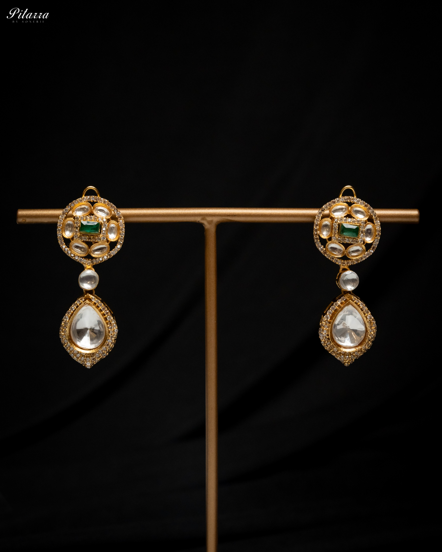 Green Moissanite Stone Long Necklace Set_Earrings