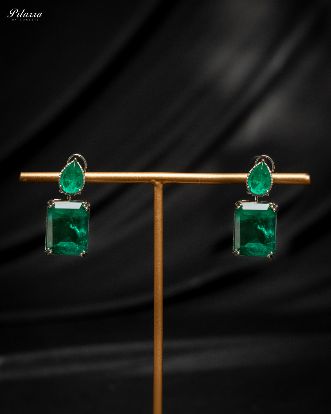 Green Stone Zirconia Necklace Set_Earrings