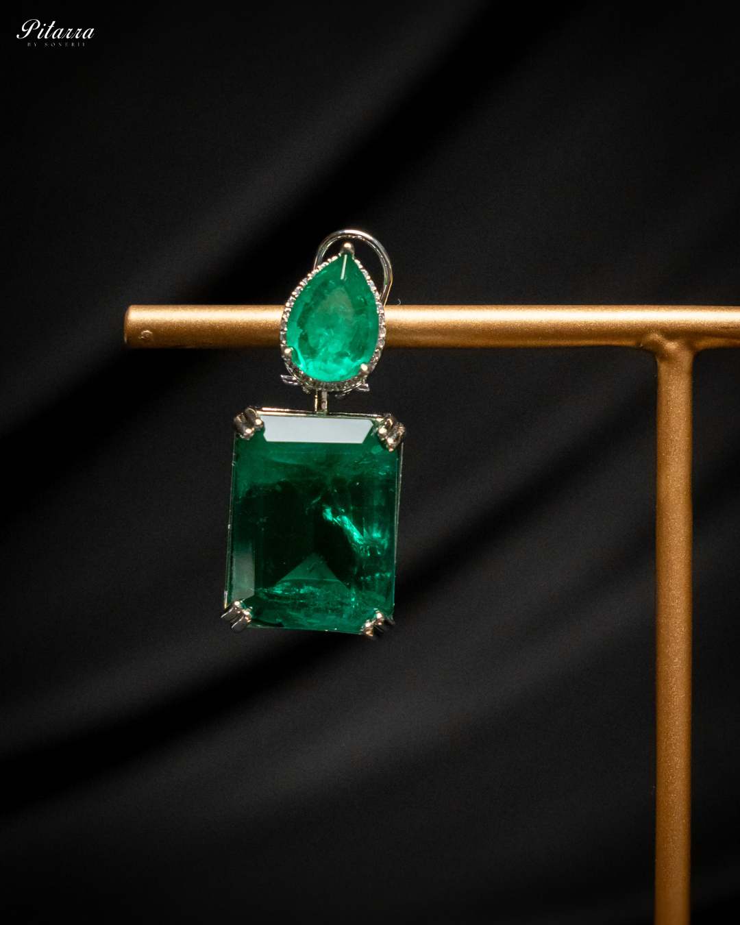 Green Stone Zirconia Necklace Set_Zoom Earrings