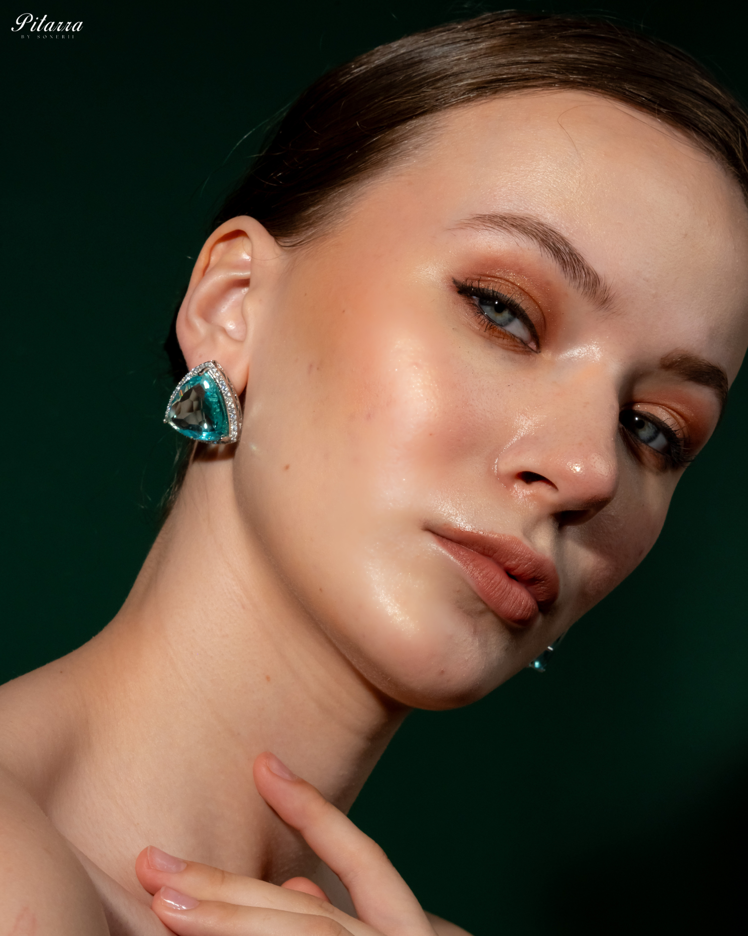Green Tourmaline Colored Stone CZ Earrings_Image