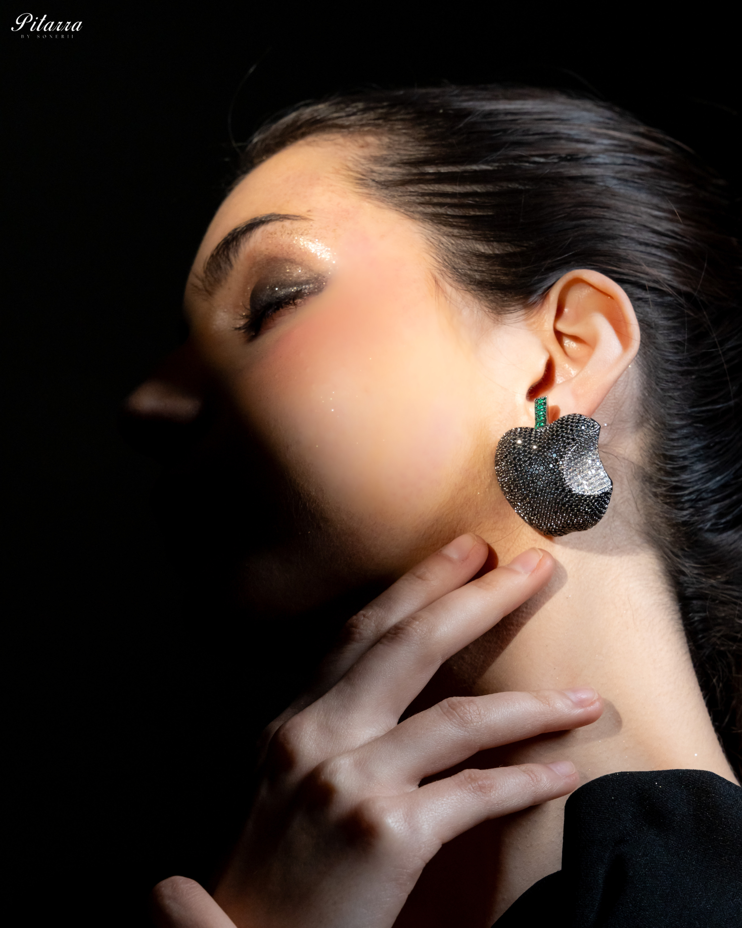 Grey Victorian Polish Earrings_Left Angle