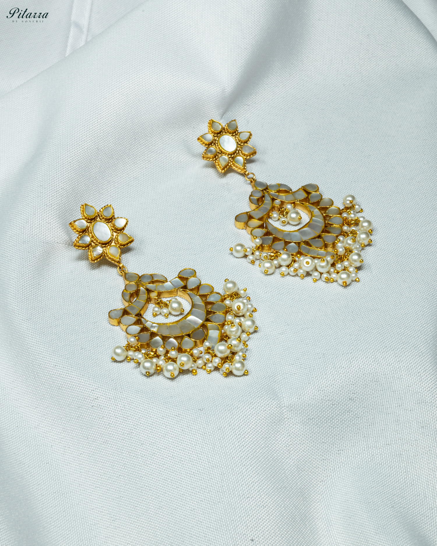 MOP Chandbalis in Gold Plating_White Background