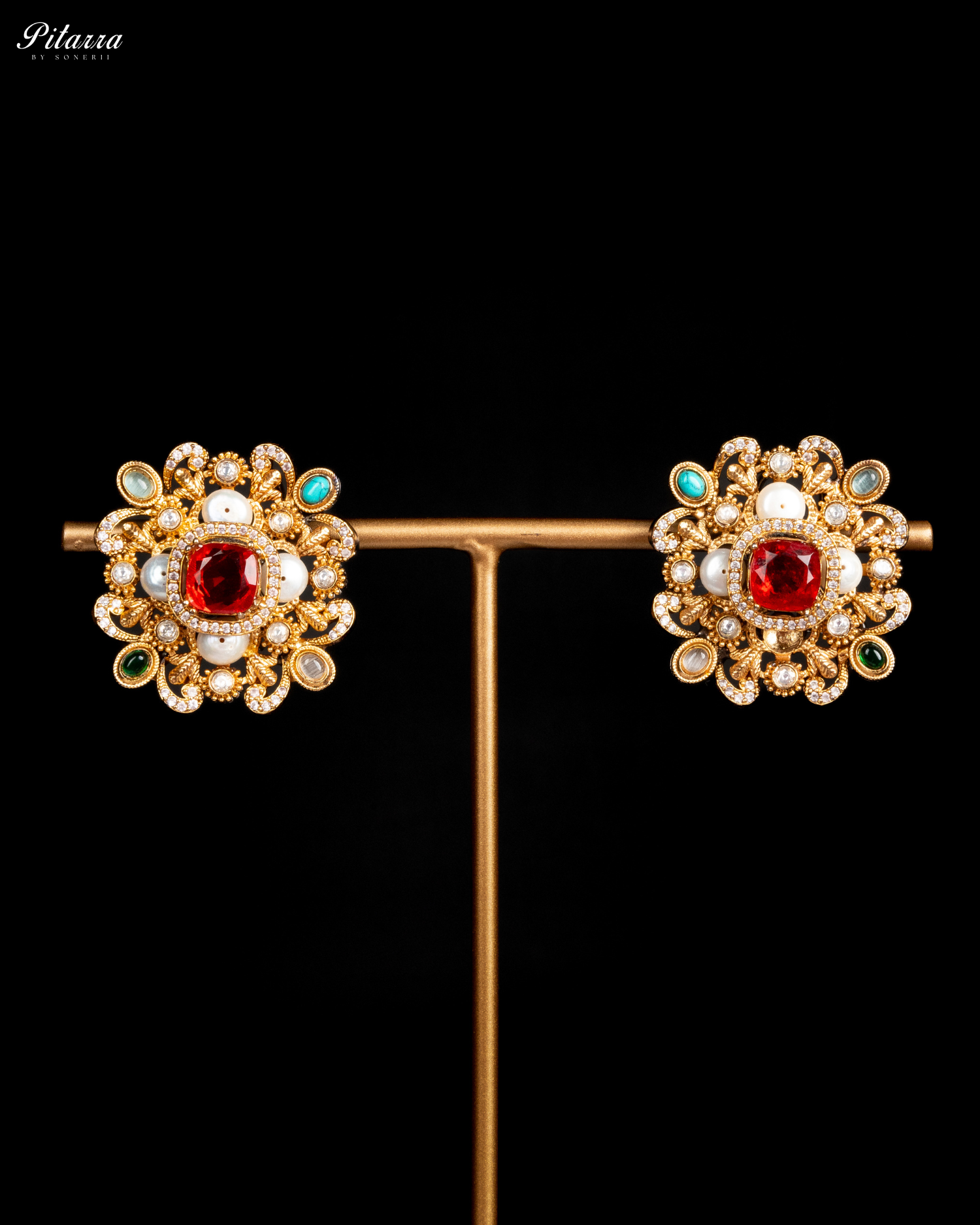 Multi Color Kundan Jadau Jewelry Set-Earrings