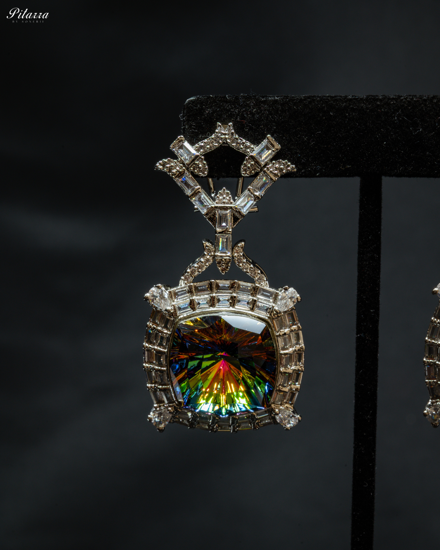 Multicolor Finish Ruby Mystic Topaz Stone Long Necklace Set_Zoom Earrings