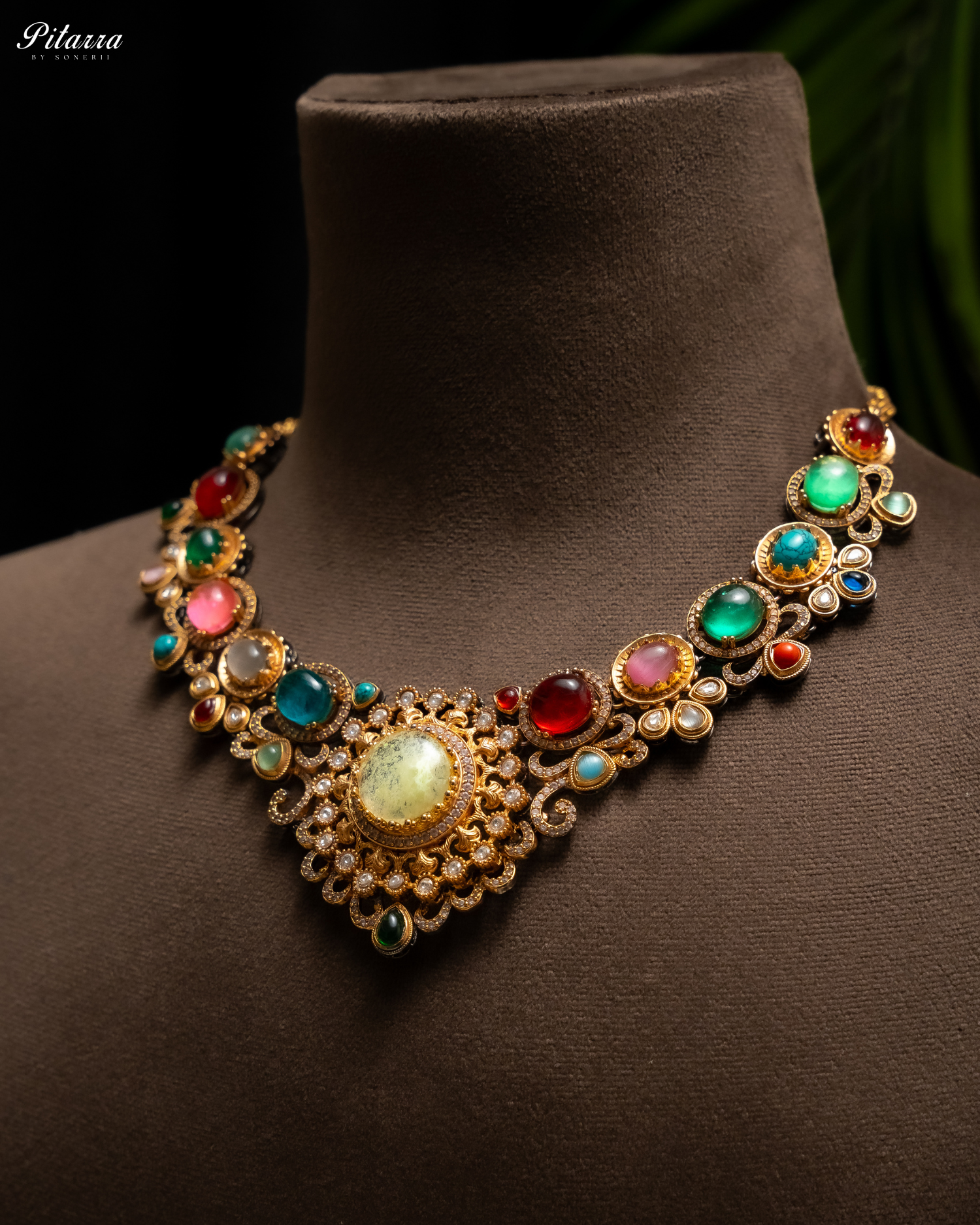 Multicolor Natural Stone Necklace Set Side Ang Fusion Jewelrye