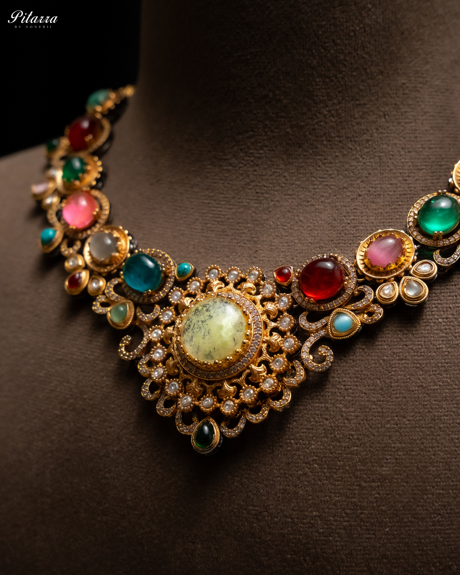 Multicolor Natural Stone Necklace Set Zoom Angle Fusion Jewelry