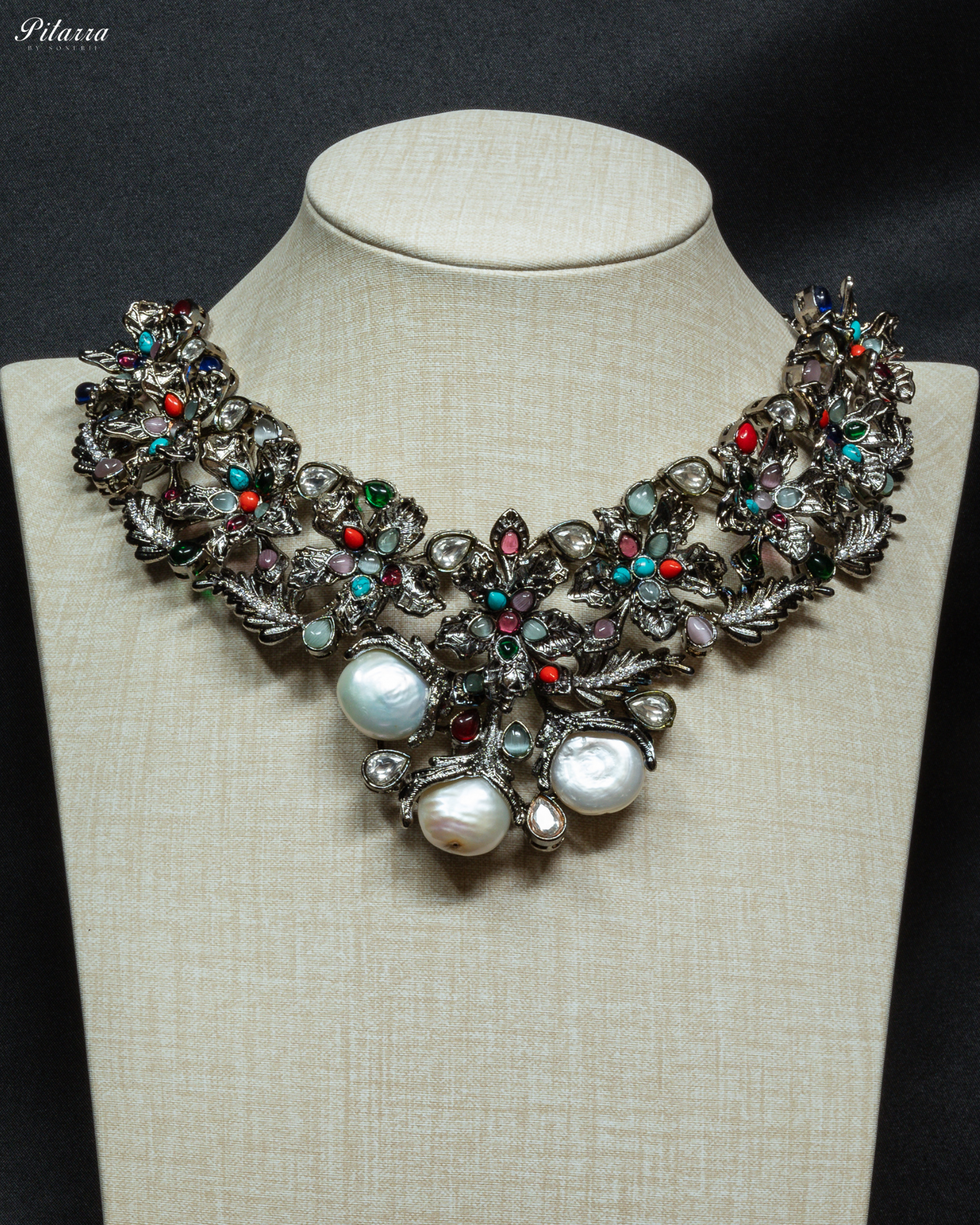 Multicolor with Baroque Pearl Necklace Set_Front Image