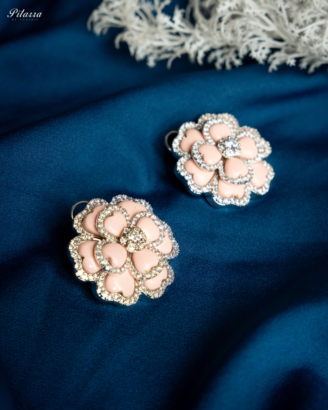 Peach CZ Stud Silver Earrings_Image