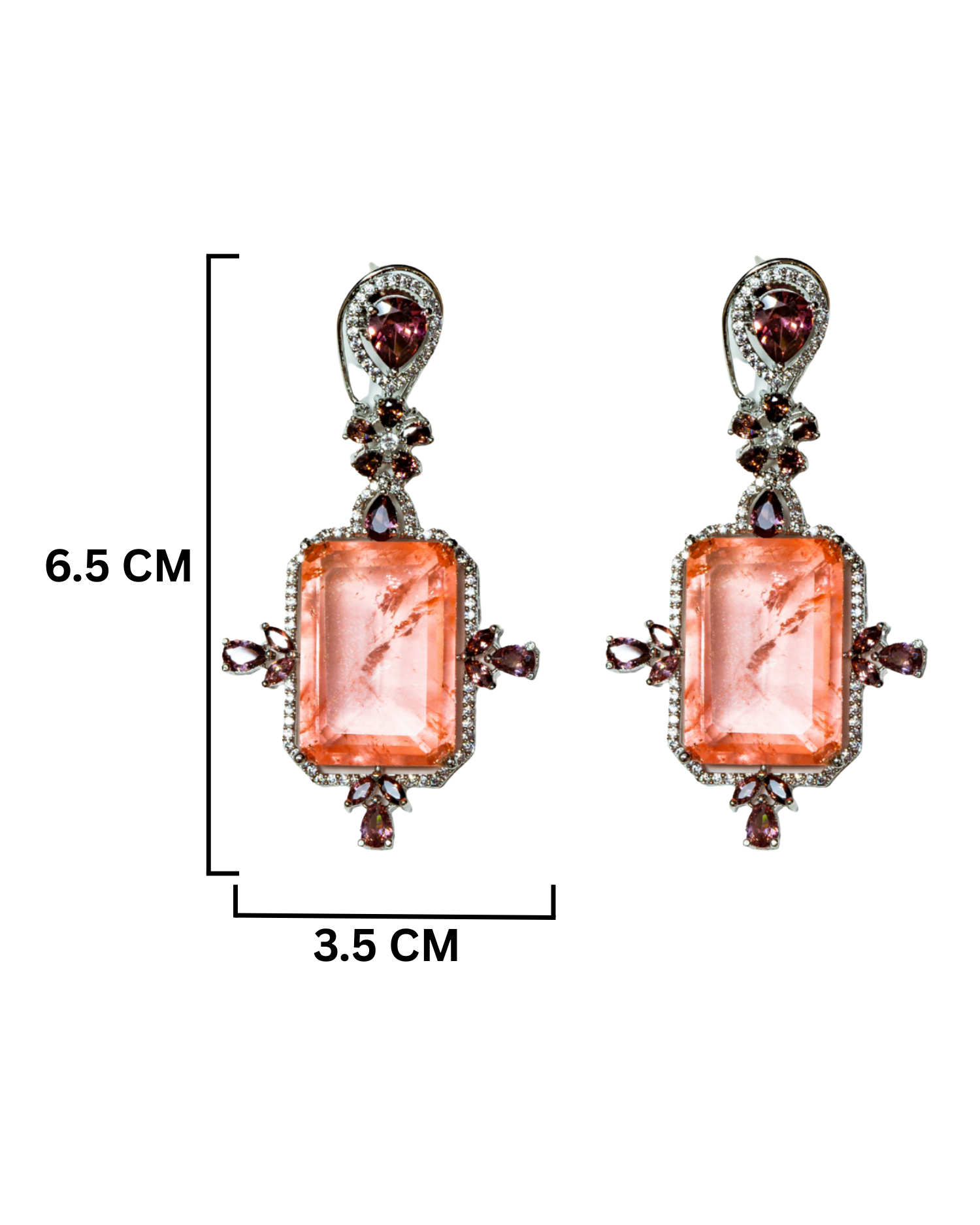 Peach Doublet Dangler Earrings_Dimension