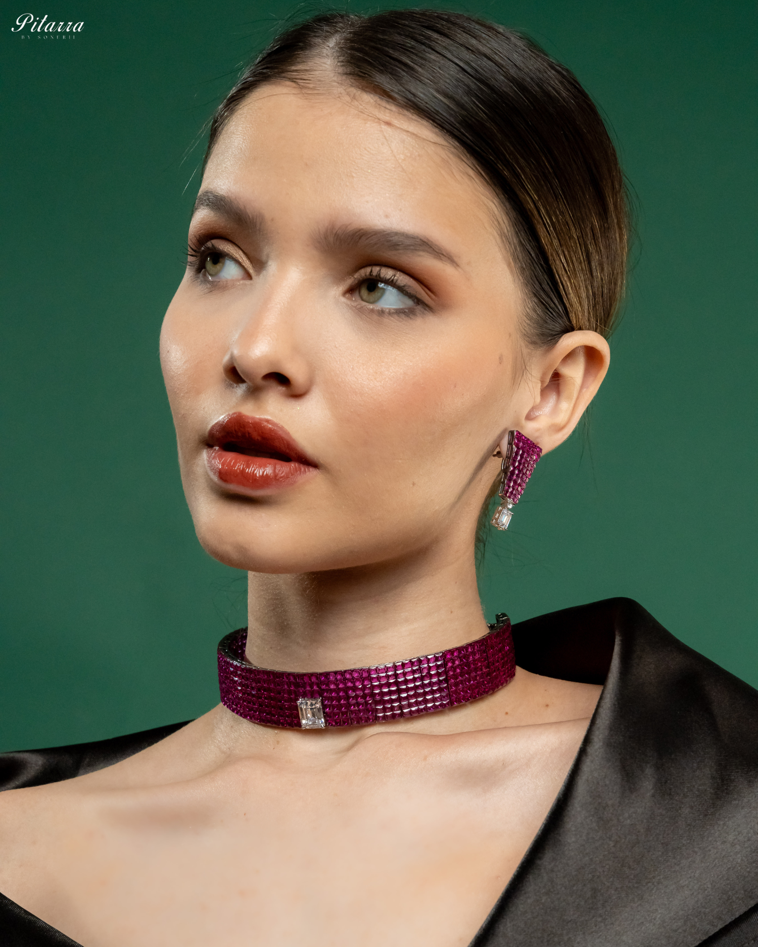 Pink CZ Choker Set_Side Angle