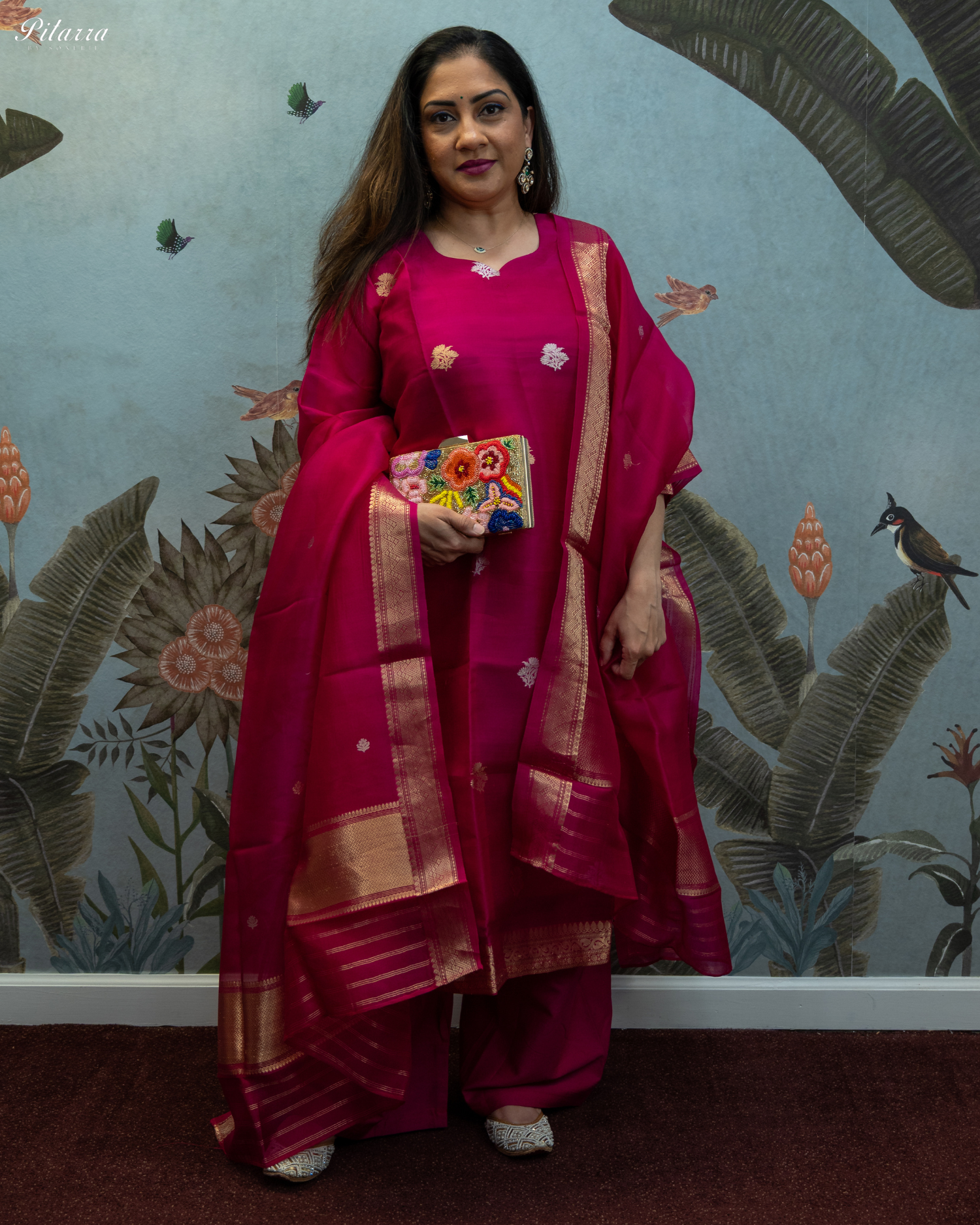 Pink Kurta With Bottom and Dupatta Set
