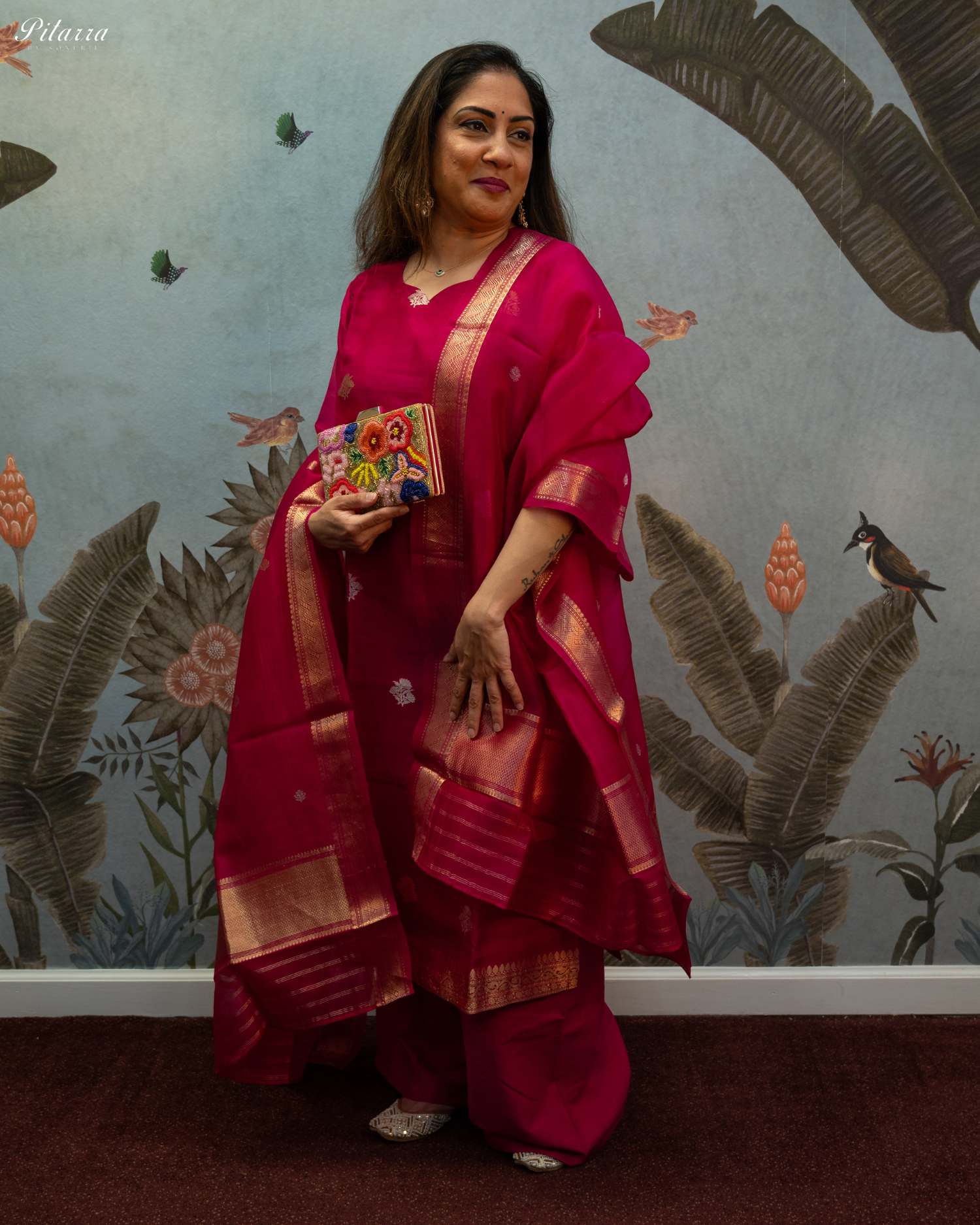 Pink Kurta With Bottom and Dupatta Set