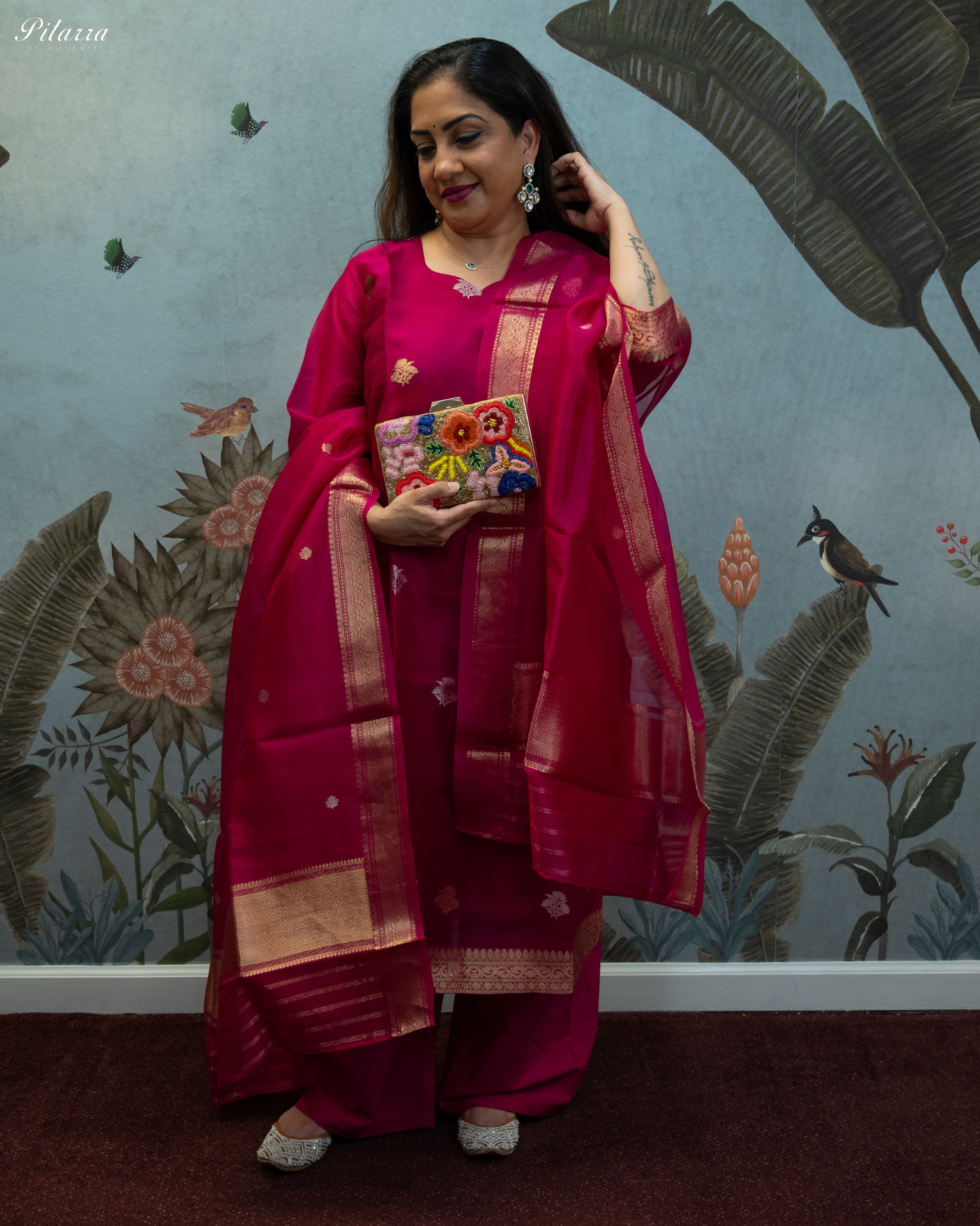 Pink Kurta With Bottom and Dupatta Set