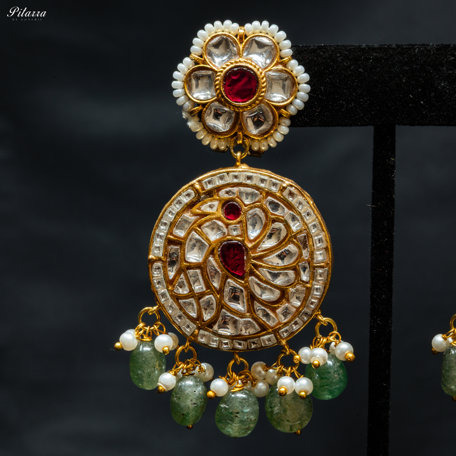 Pitarra Kundan Polki Long Necklace Set