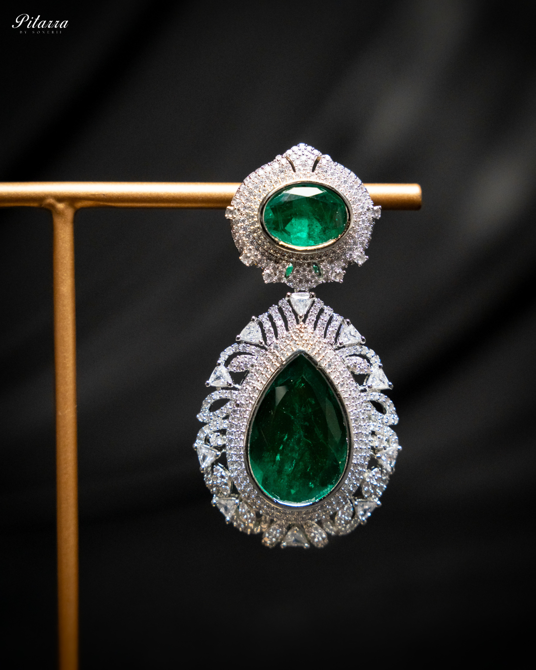 Pitarra Green Doublet Silver earrings_Zoom Angle