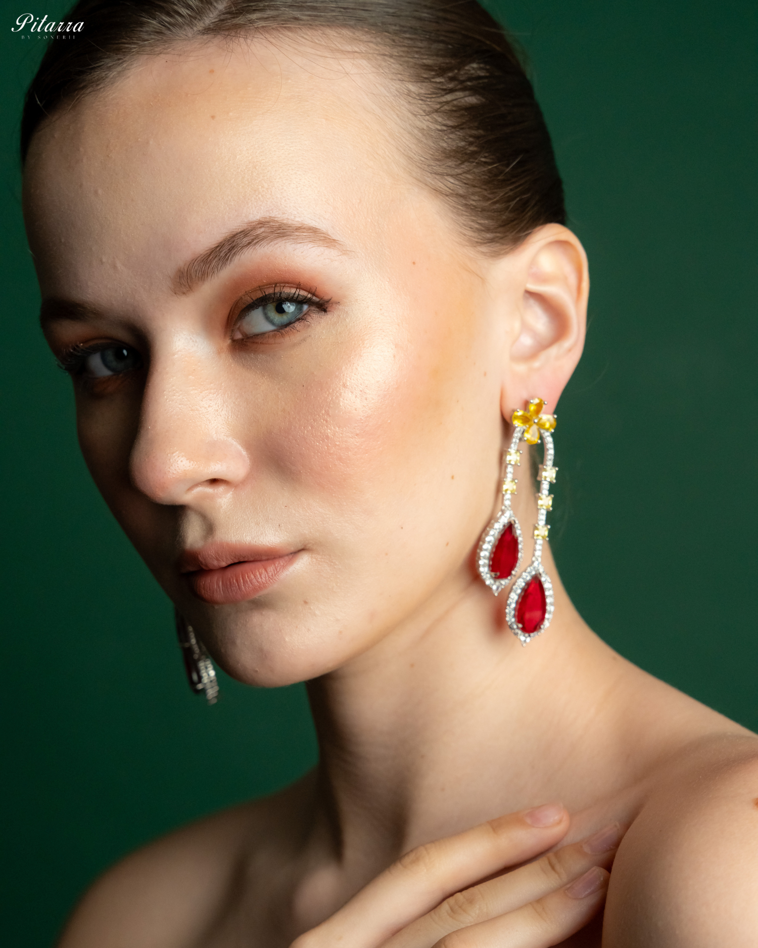 Pitarra Red and Yellow Dangler Earring_Side Image