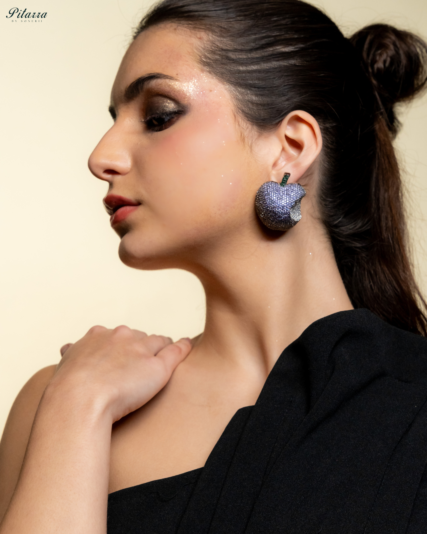 Purple Victorian Polish Earrings_Left Angle
