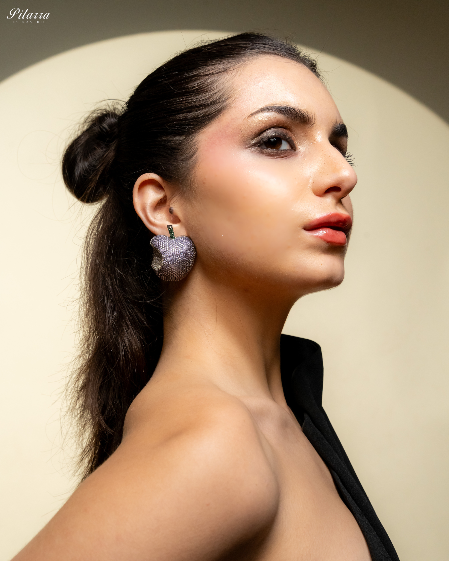 Purple Victorian Polish Earrings_Side Pose