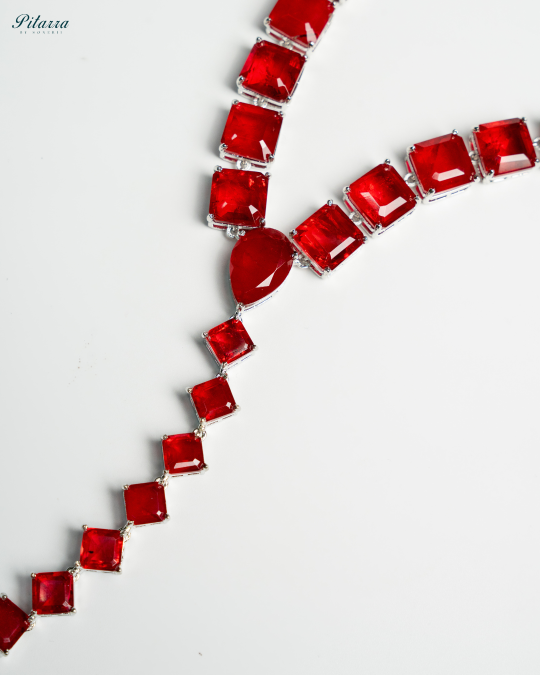 Red Cubic Zirconia Silver Plated Bracelet_Zoom Angle