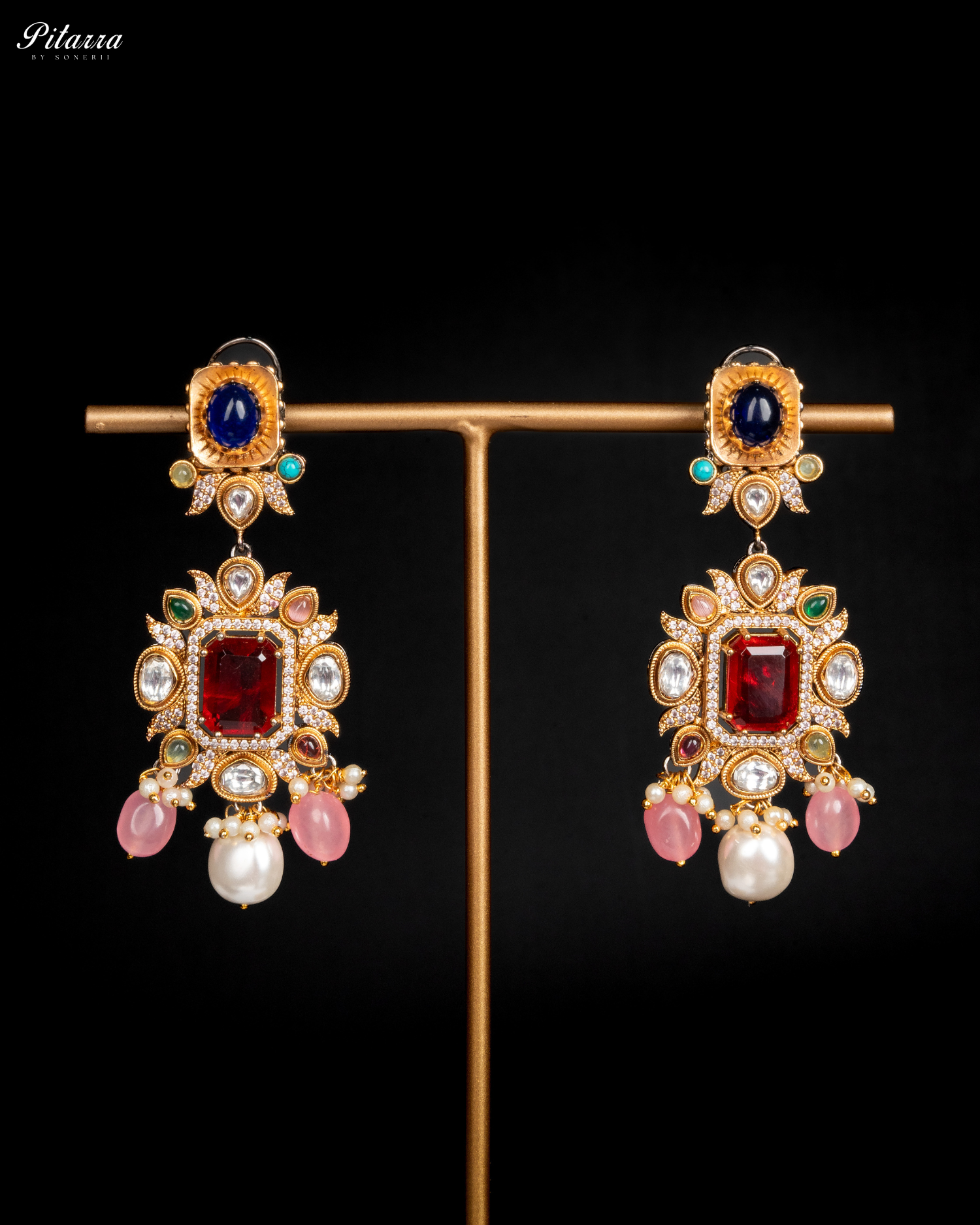 Red Doublet Choker Set Crystal Choker Set Earrings