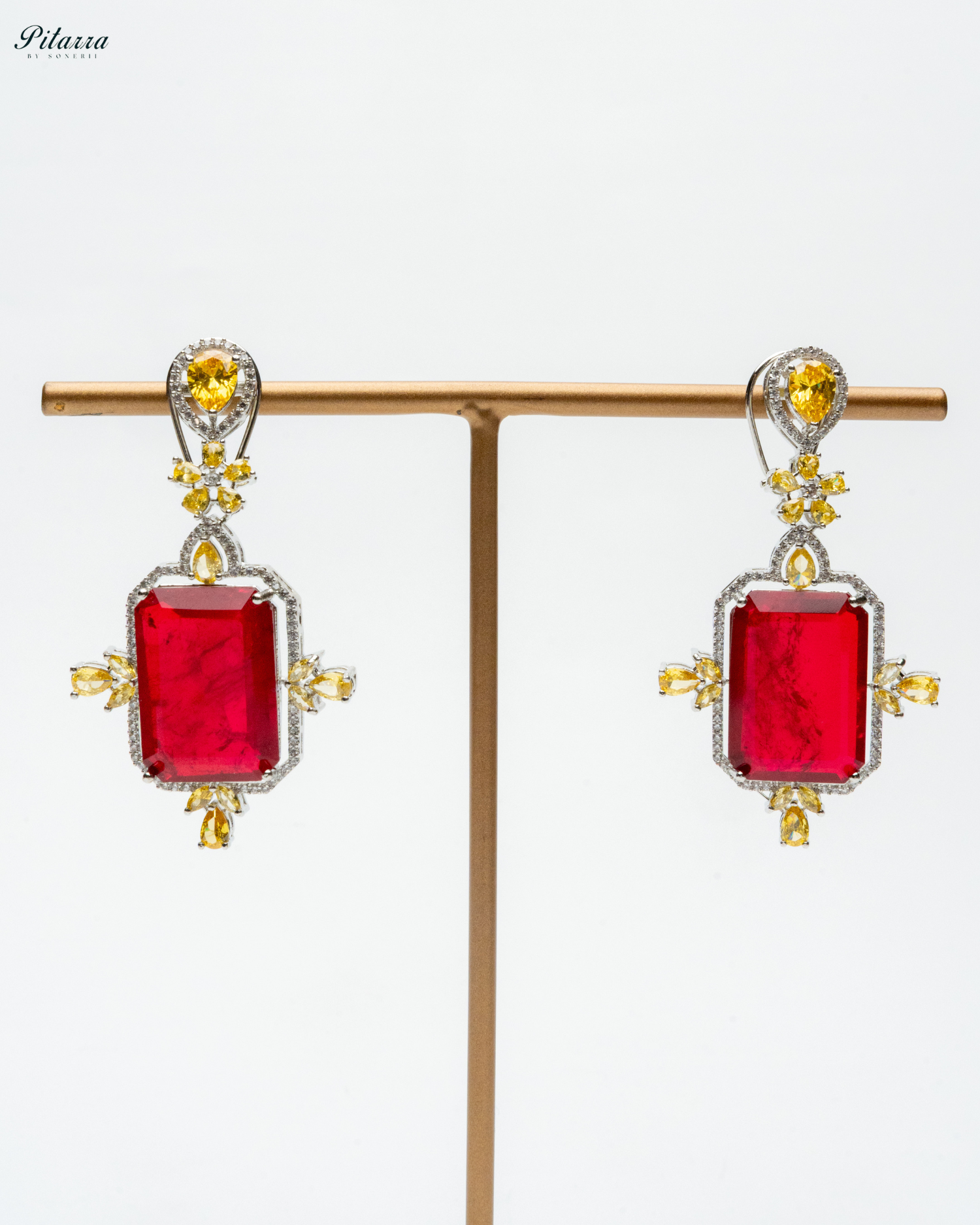 Red_Doublet_Dangler_Earrings_White Background Earrings