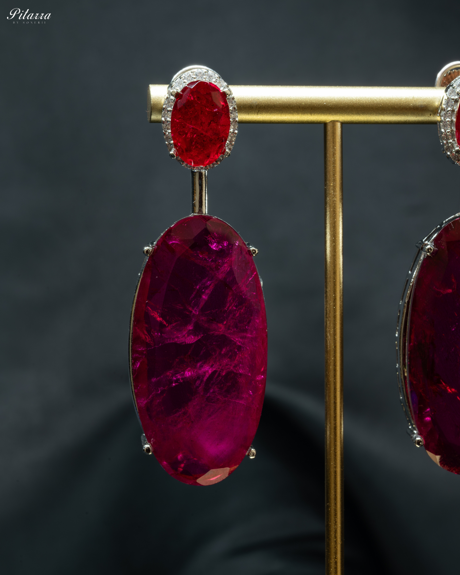 Red Doublet Dangler Earrings_Zoom Image