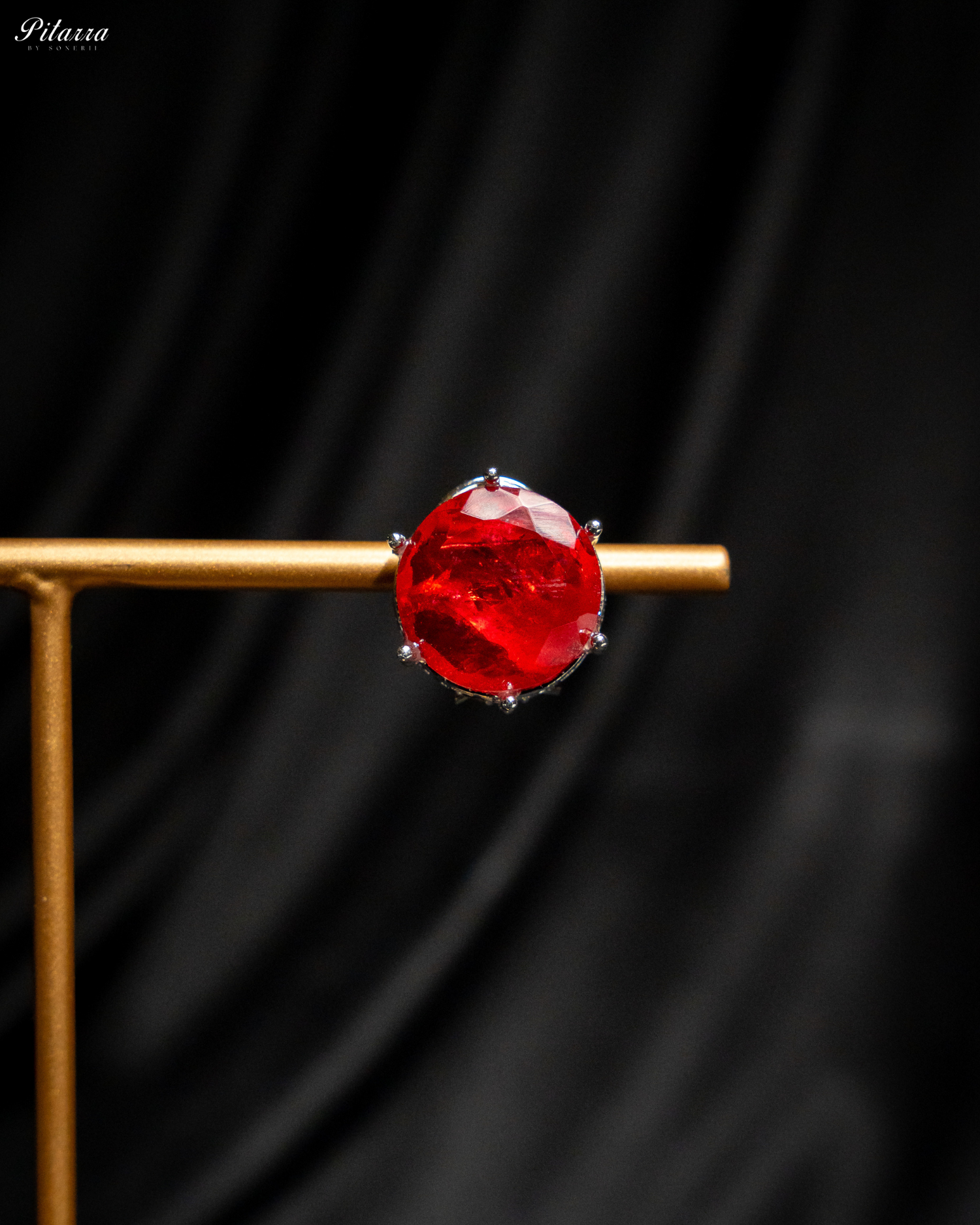 Red Drop Stone CZ Necklace Set_Zoom Earrings