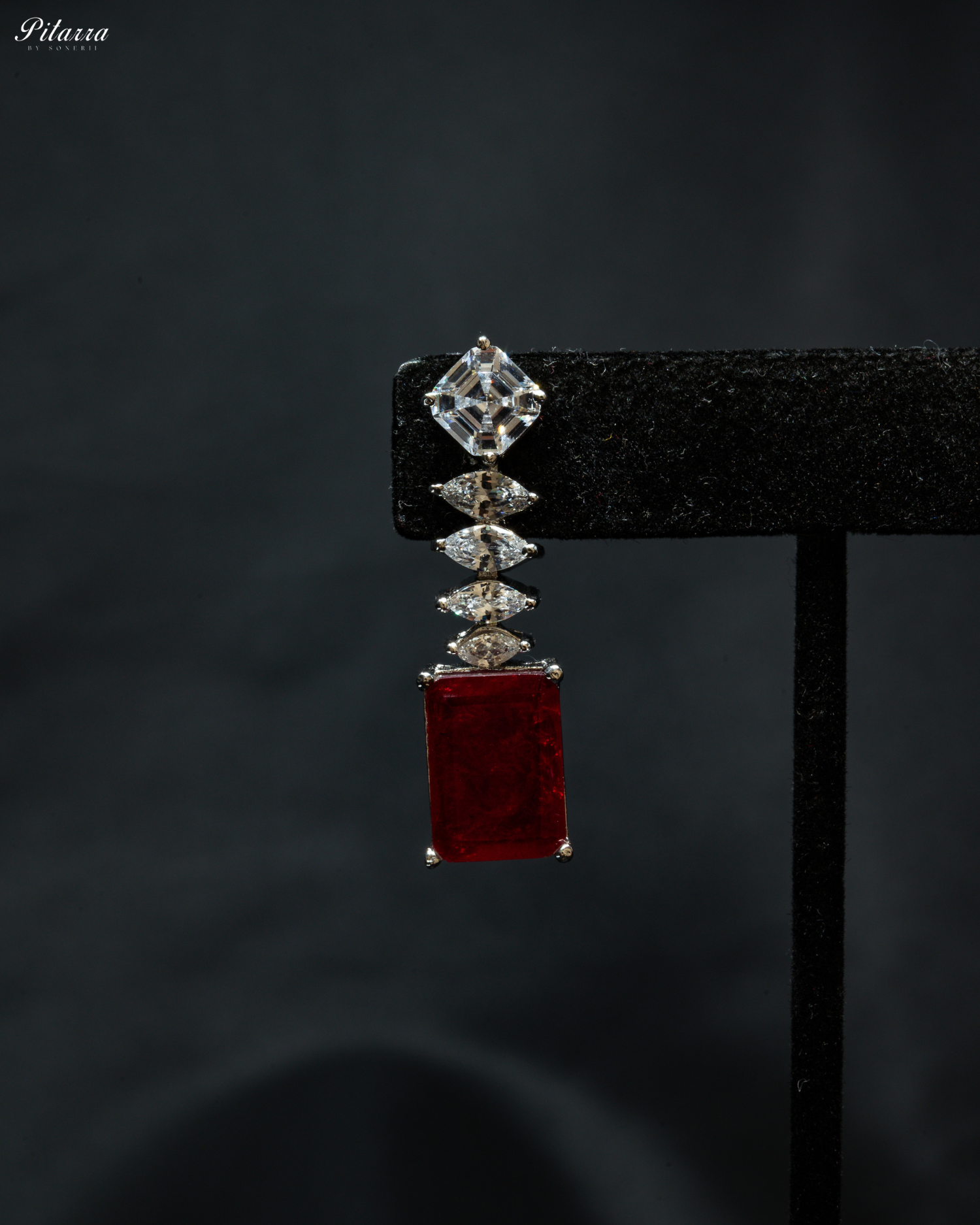 Ruby Stone Cubic Zirconia Pendant Set_Zoom Earrings