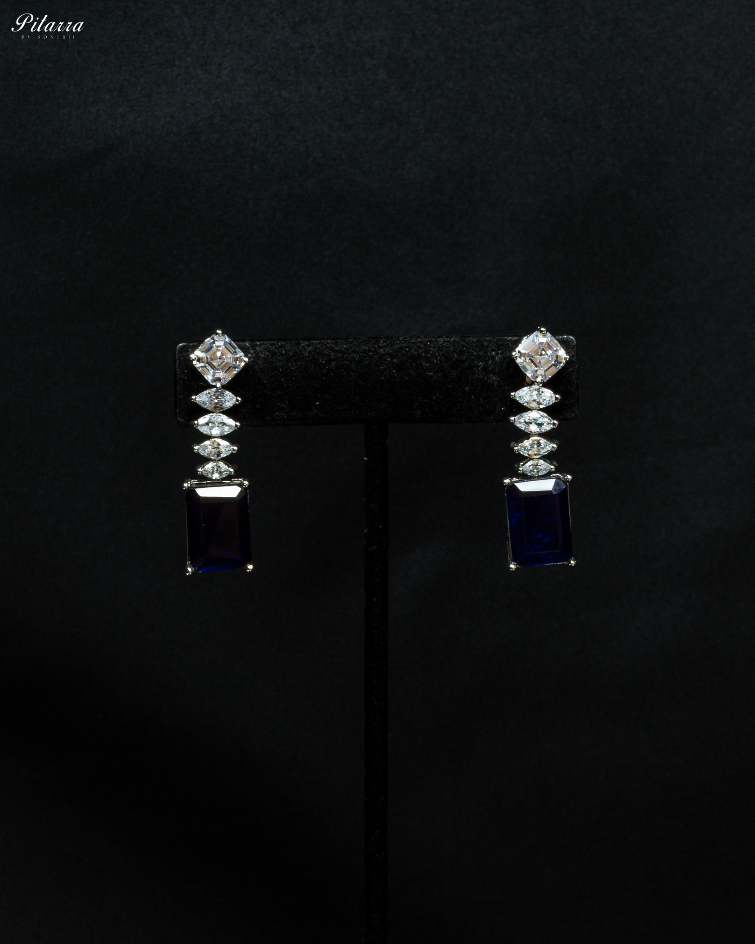 Sapphire Stone Cubic Zirconia Pendant Set_Earrings