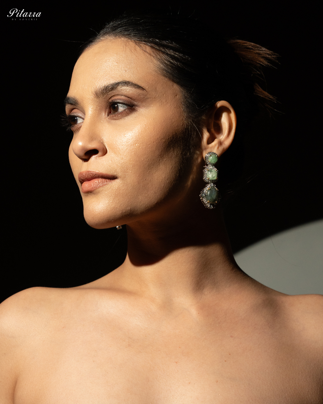 Silver Cubic Zirconia Drop Earrings_Side
