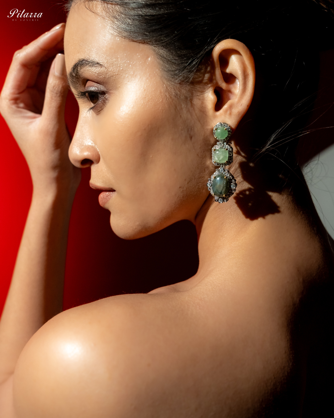 Silver Cubic Zirconia Drop Earrings_Side Image